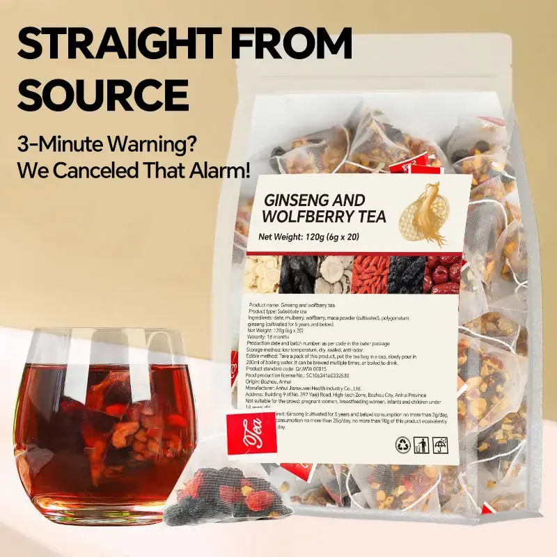 Ginseng Five Treasure Tea, Kidney Tea Formula Ginseng Six Treasure Natural Detox for Men & Women, Organic Chinese Herbal Tea,...