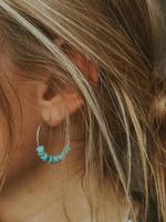 Boho Style Turquoise Texture Beaded Decor Hoop Earrings, Fashion Jewelry for Party, Daily Clothing Decor, Trendy All-match & ...