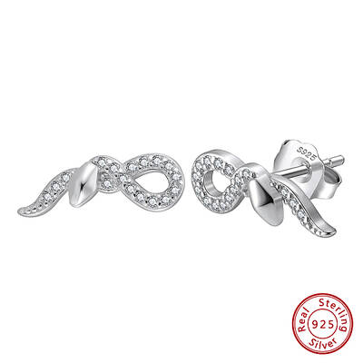 925 Sterling Silver Micro Pave Clear Cubic Zirconia Stud Earrings