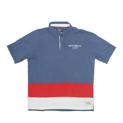NAUTICA Polo Shirt Blue Colourblock Short Sleeve Mens XL