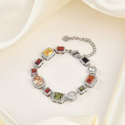 Brass Micro Pave Clear Cubic Zirconia Bracelets for Women