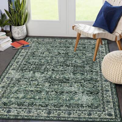 Garvee 6x9 Area Rug for Living Room Large Oriental Washable Rugs for Bedroom Non-Slip Sage Green Stain Resistant Dining Room ...