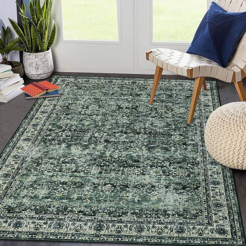 Garvee 6x9 Area Rug for Living Room Large Oriental Washable Rugs for Bedroom Non-Slip Sage Green Stain Resistant Dining Room ...