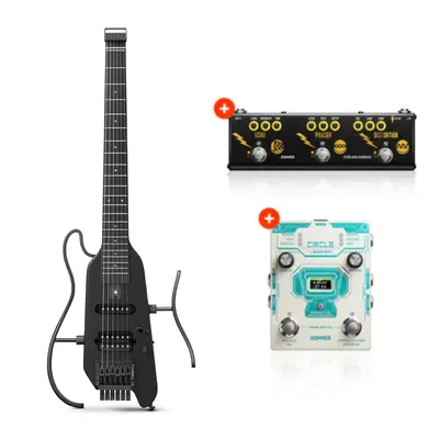 Donner HUSH™ X Electric Guitar - Black / Guitar+ Two Pedals