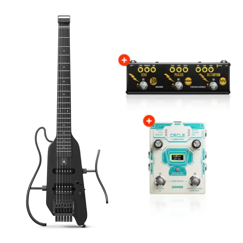 Donner HUSH™ X Electric Guitar - Black / Guitar+ Two Pedals
