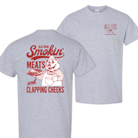 Old Row The Smokin' Meats and Clapping Cheeks Graphic TShirt - 2-Sided Trendy Unisex Shirt, Full-Color, Full-Size Casual Cott...