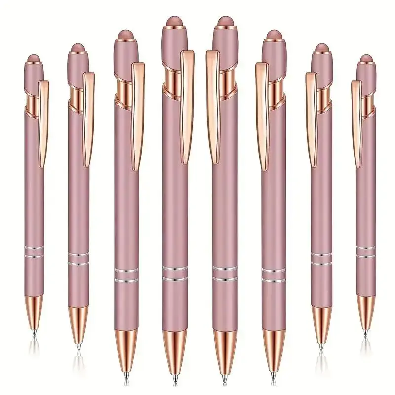 2 in 1 Ballpoint Pen with Stylus Tip, 8pcs/set Retractable Touch Screen Ball Point Pen, Writing Pen for Daily Work School, Wr...