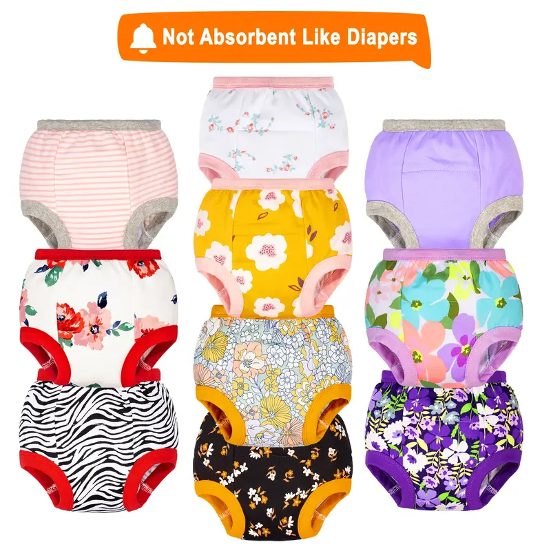 10-Pack Potty Training Pants – 100% Cotton Washable Training Underwear for Boys and Girls, Soft and Comfortable for Potty T...