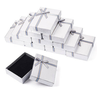 Rectangle Paper Jewelry Set Storage Boxes with Bowknot