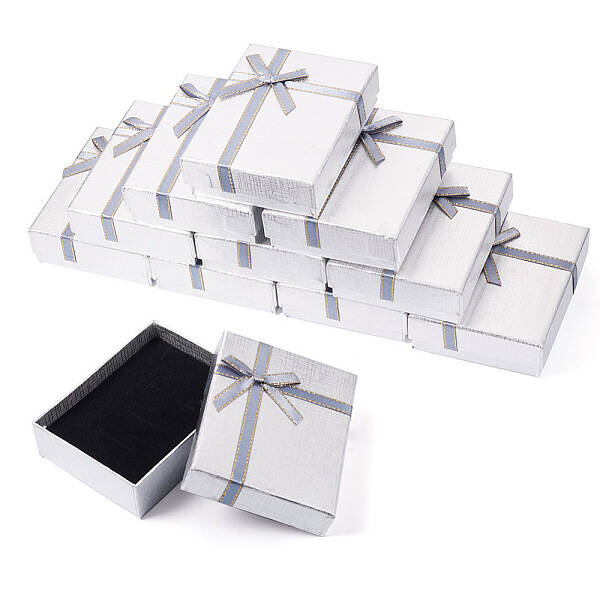Rectangle Paper Jewelry Set Storage Boxes with Bowknot