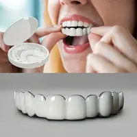 4pcs Set of Temporary Dentures- Easy to Install, Comfortable And Easy to Clean White Dentures, Including 2 Upper Teeth And 2 ...
