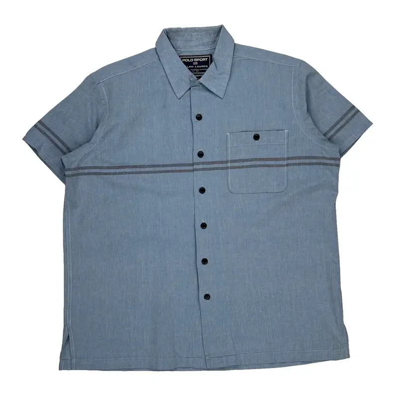 Polo Sport Striped Short Sleeve Shirt - Large Blue Cotton