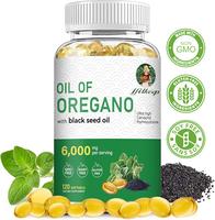 Oregano Oil 6000 mg (per serving) with Black Seed Oil —Immune Repair, Detox, Anti-Inflammatory, Eases Bloating — 120 Coun...