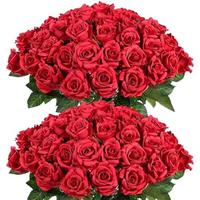 YBLIOUKE 10/20/50 pcs Artificial Rose Howers LongStem Fake Silk Roses for DIY WeddingBouquet Table Centerpiece HomeDecor