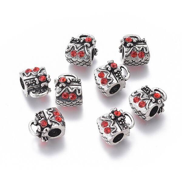 Antique Silver Tone Alloy Rhinestone European Beads