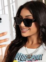 1 Pair Simple Design Glasses for Everyday Use, Summer Square Frame Fashion Glasses, Travel Accessories for Streetwear
