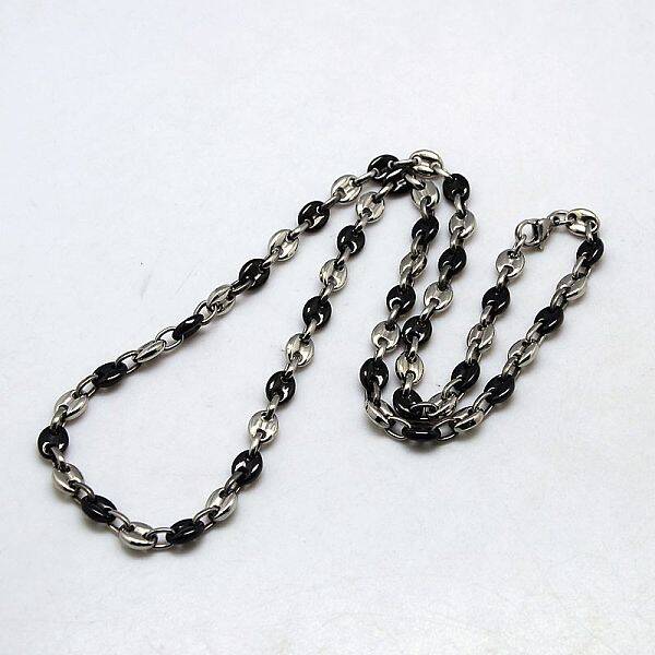 Fashionable 304 Stainless Steel Coffee Bean Chain Necklaces