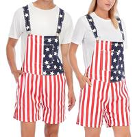 Patriotic American Flag Denim Overalls for Adults, Red White Blue Bib Pants for Summer Music Festivals, July 4th Streetwear, ...