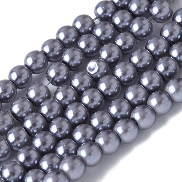 Baking Painted Pearlized Glass Pearl Round Bead Strands