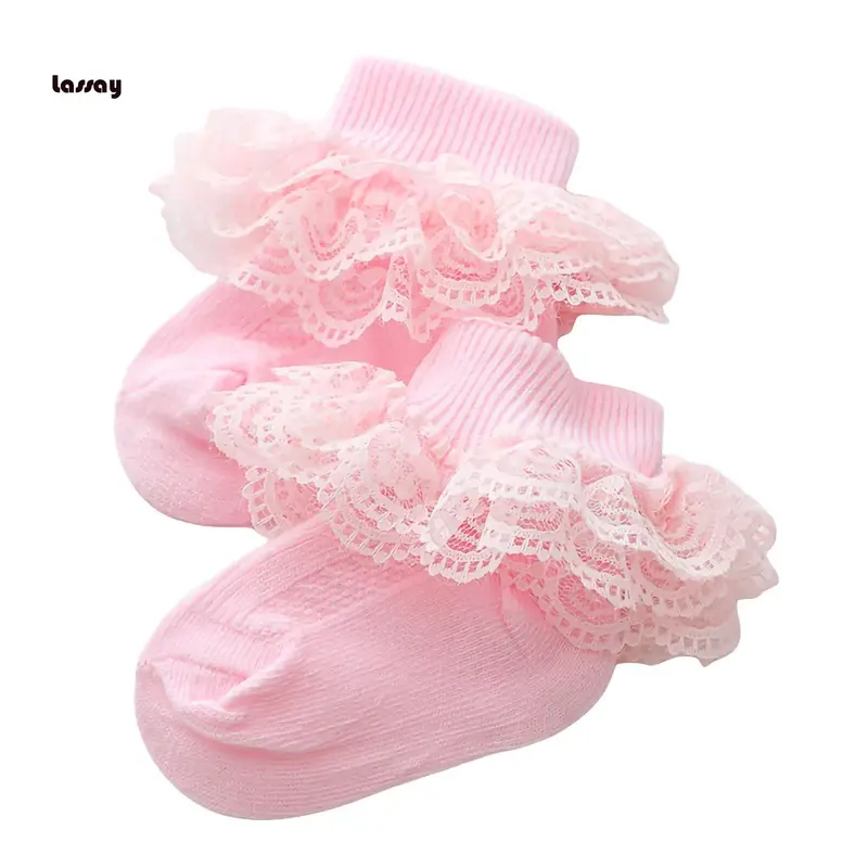 Baby Girls Boys Cotton Socks, Cute Eyelet Frilly Lace Baptism Socks Birthday Gift for Infants