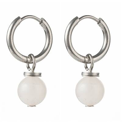 Natural White Jade Beads Earrings for Girl Women Gift