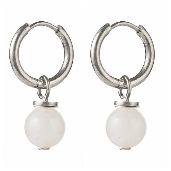 Natural White Jade Beads Earrings for Girl Women Gift