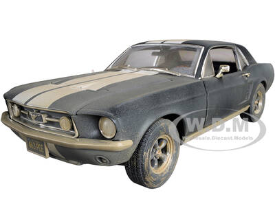 1967 Ford Mustang Coupe Matt Black with White Stripes (Weathered) (Adonis Creeds) \