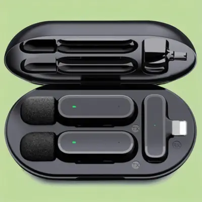 2 In 1 Wireless Lavalier Microphone with Charging Case for Summer, 1 Box Audio Microphone for iPhone & Android Smartphone,...
