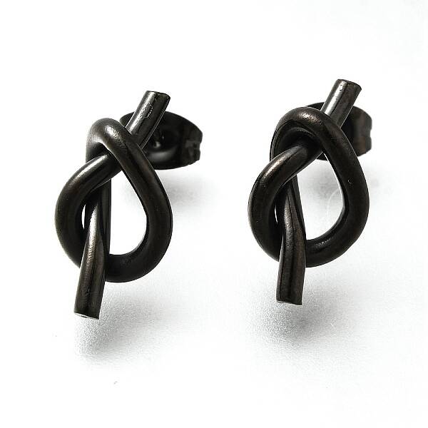 Ion Plating(IP) 304 Stainless Steel Knot Stud Earrings