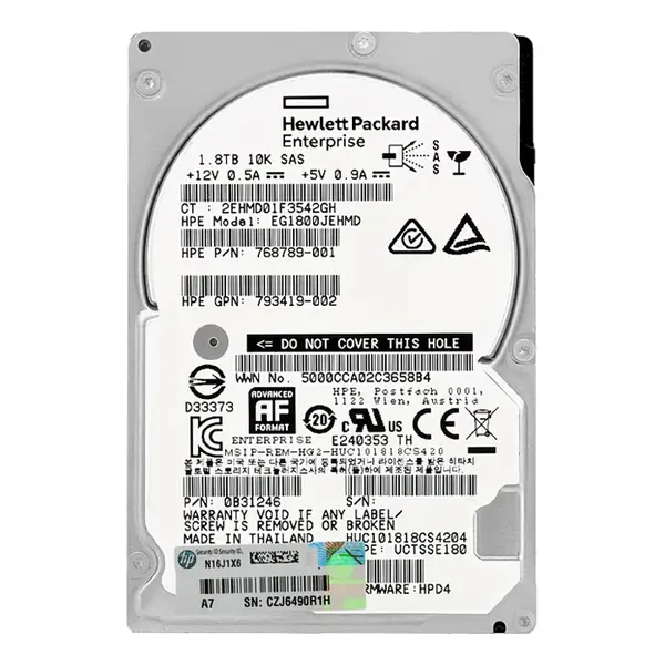 0B31246 HGST 1.8TB 12Gb/s SAS 10520 2.5-inch 128MB Hard Drive
