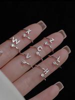 Rhinestone Decorated Letter Design Ring, Fashion Accessories for Women & Girls, Trendy All-match & Exquisite Jewelry for Birt...