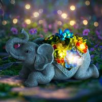 MrCrafts Solar Garden Decor for Patio Lighting, Glow Elephant Lawn Ornaments, Unique Gifts for Mom Dad Birthday, Outdoor Deco...