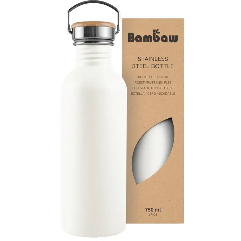 Bambaw Stainless Steel Water Bottle 750ml Polar White