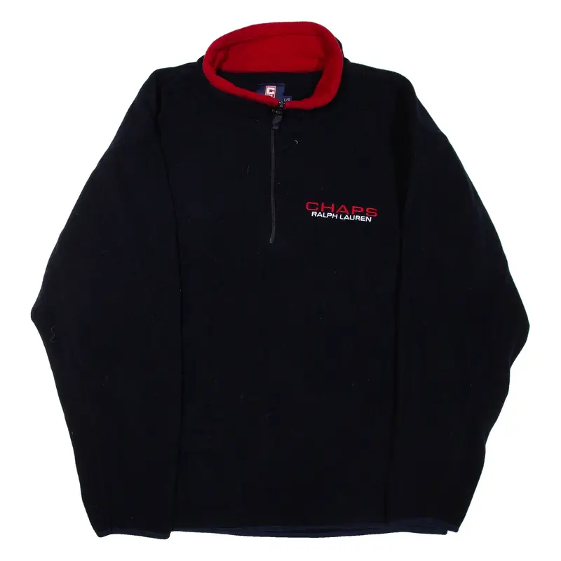 CHAPS RALPH LAUREN Mens Fleece Black 1/4 Zip L