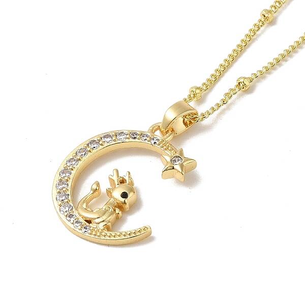 Brass Micro Pave Clear Cubic Zirconia Pendants Necklaces