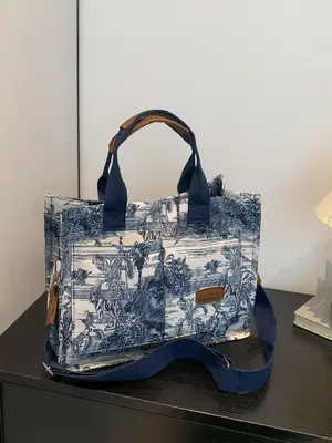 Fashionable Plants Pattern Tote Bag, Casual Versatile Shoulder Bag for Women, Trendy All-match Commuter Bag for Daily Used