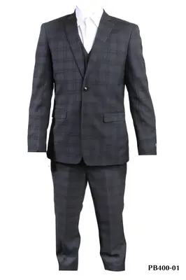 Plaid    Perry Ellis Boys' Windowpane Plaid 3-Piece Suit