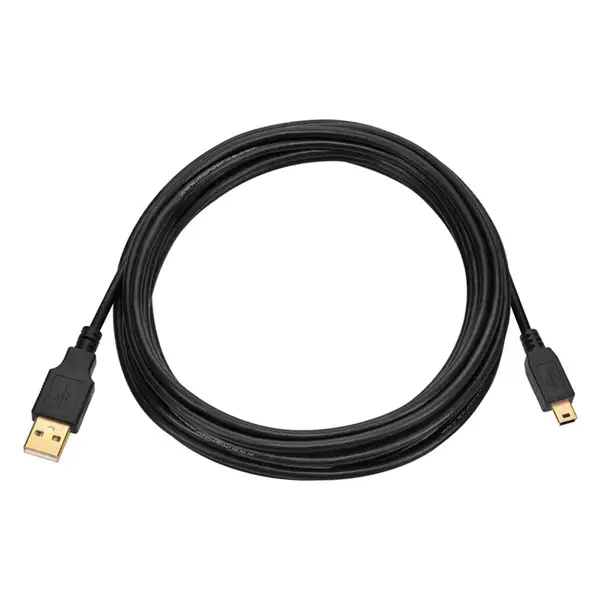 3898 Monoprice USB-A to Mini-B Cable 5-Pin 28/28AWG Black 15ft