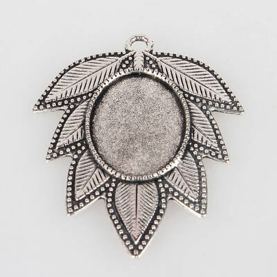Tibetan Style Alloy Leaf Pendant Cabochon Settings