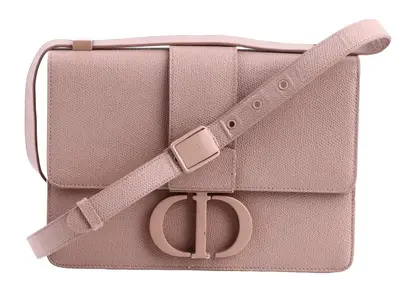 Pre-owned Dior Leather Shoulder Bags CHRISTIAN Ultra Matte Grained Blush Calfskin 30 Montaigne Flap Shoulder Bag