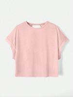 Women's Plain Round Neck Batwing Sleeve Tee, Casual Short Sleeve Crew Neck T-shirt for Summer, Ladies Clothes for Daily Wear,...