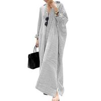 utcoco women's spring and autumn striped long-sleeved dress casual loose cotton shirt dress summer Maxi Button Womenswear bea...