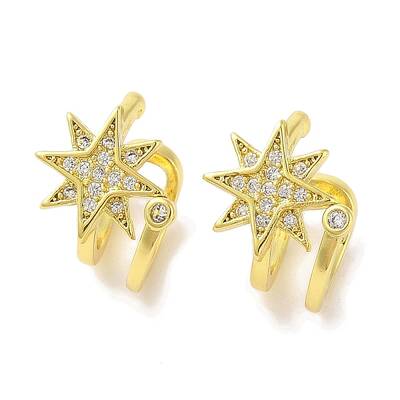 Brass Micro Pave Clear Cubic Zirconia Cuff Earrings for Women