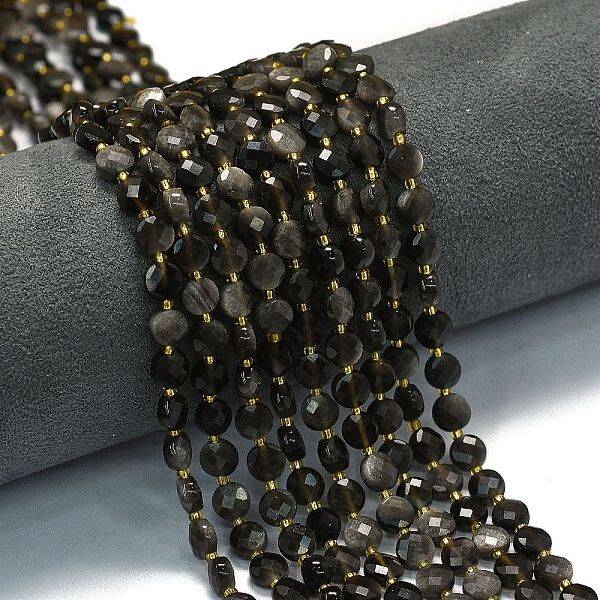 Natural Sliver Obsidian Beads Strands