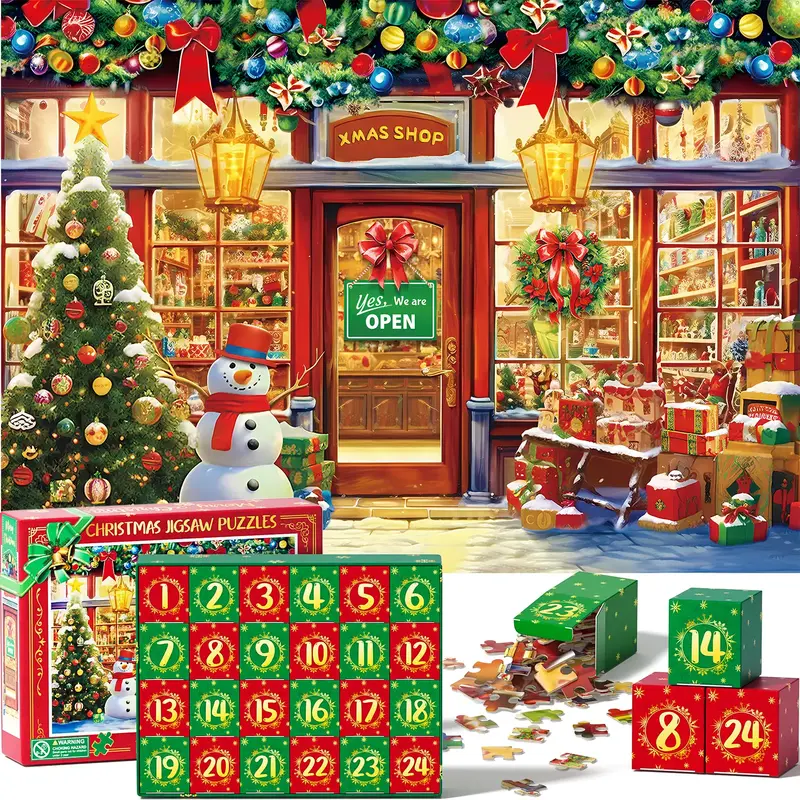 Puzzle Advent Calendar 2024, 1000 Piece Puzzle for Adults Christmas Advent Calendar, 24 Days Christmas Countdown Jigsaw Puzzl...