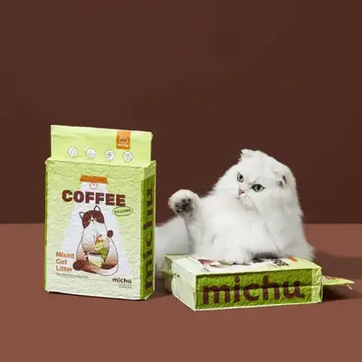 Michu COFFEE Mixed Tofu Cat Litter, Heavy Duty Flushable Kitty Litter -5.5lb/88oz cat litter low dust