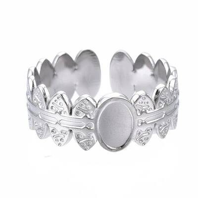 Non-Tarnish 304 Stainless Steel Oval Wrap Open Cuff Ring