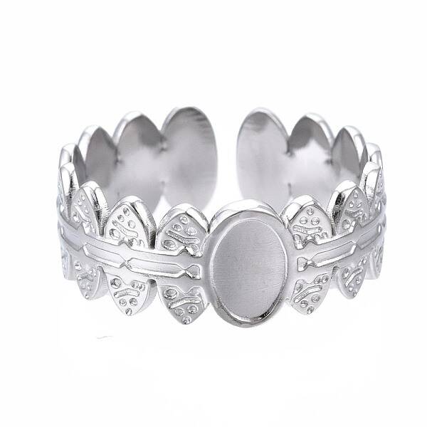 Non-Tarnish 304 Stainless Steel Oval Wrap Open Cuff Ring