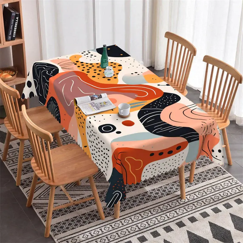 Colorful Prints Lines Abstract Rectangle Tablecloth - Aperturee