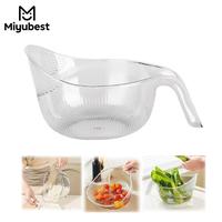 2 in 1 Rice Washing Drain Basket, 1 Count Multifunctional Rice Washing Strainer Basket, Portable Kitchen Filter with Handle, ...